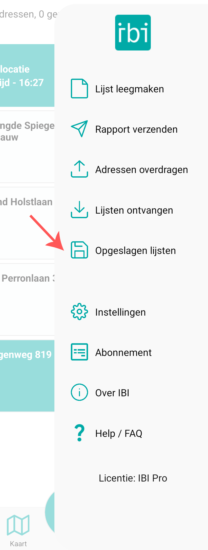 Klik op opgeslagen lijsten