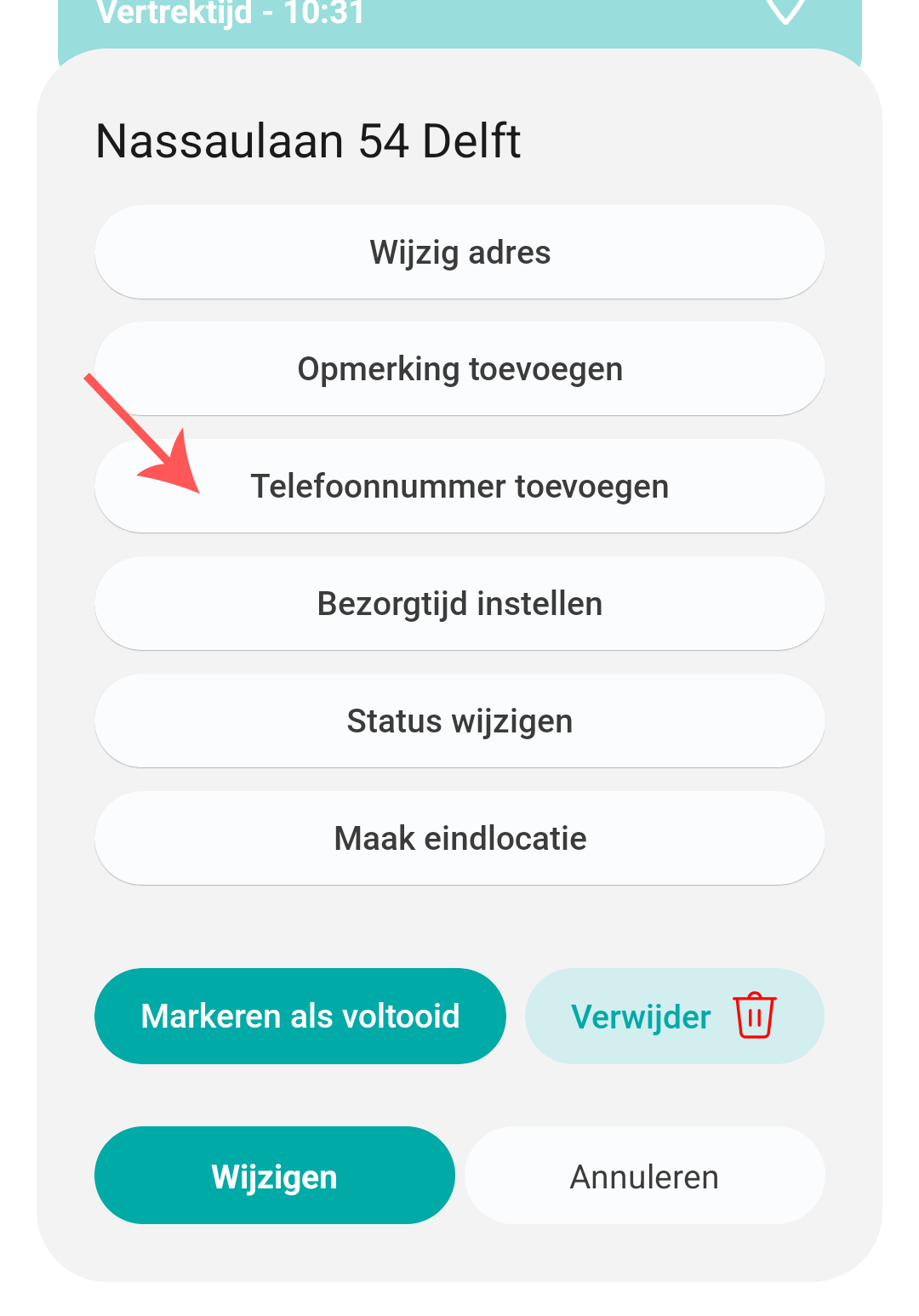 Telefoonnummer toevoegen