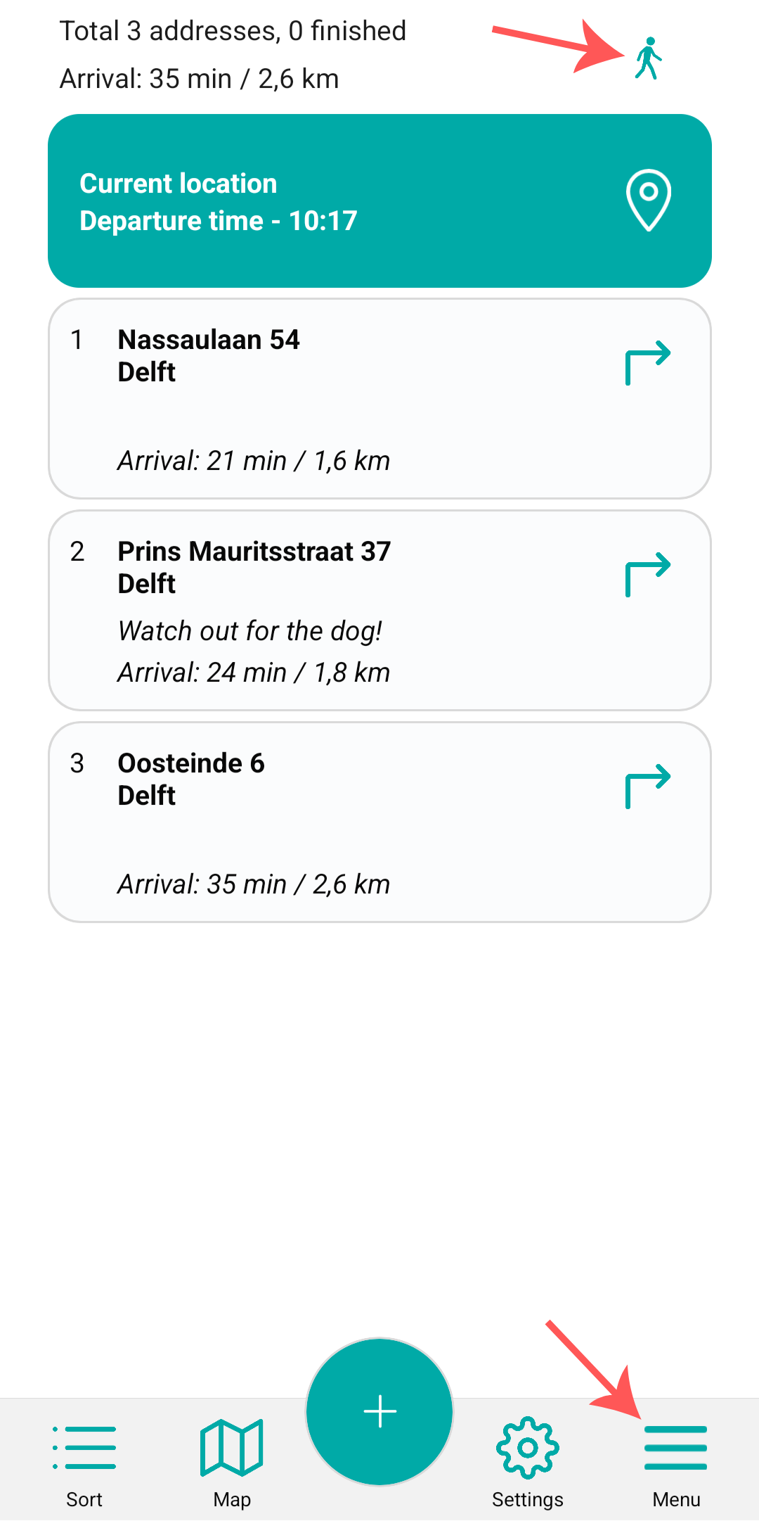 Click the icon in the top right, or menu in the bottom right