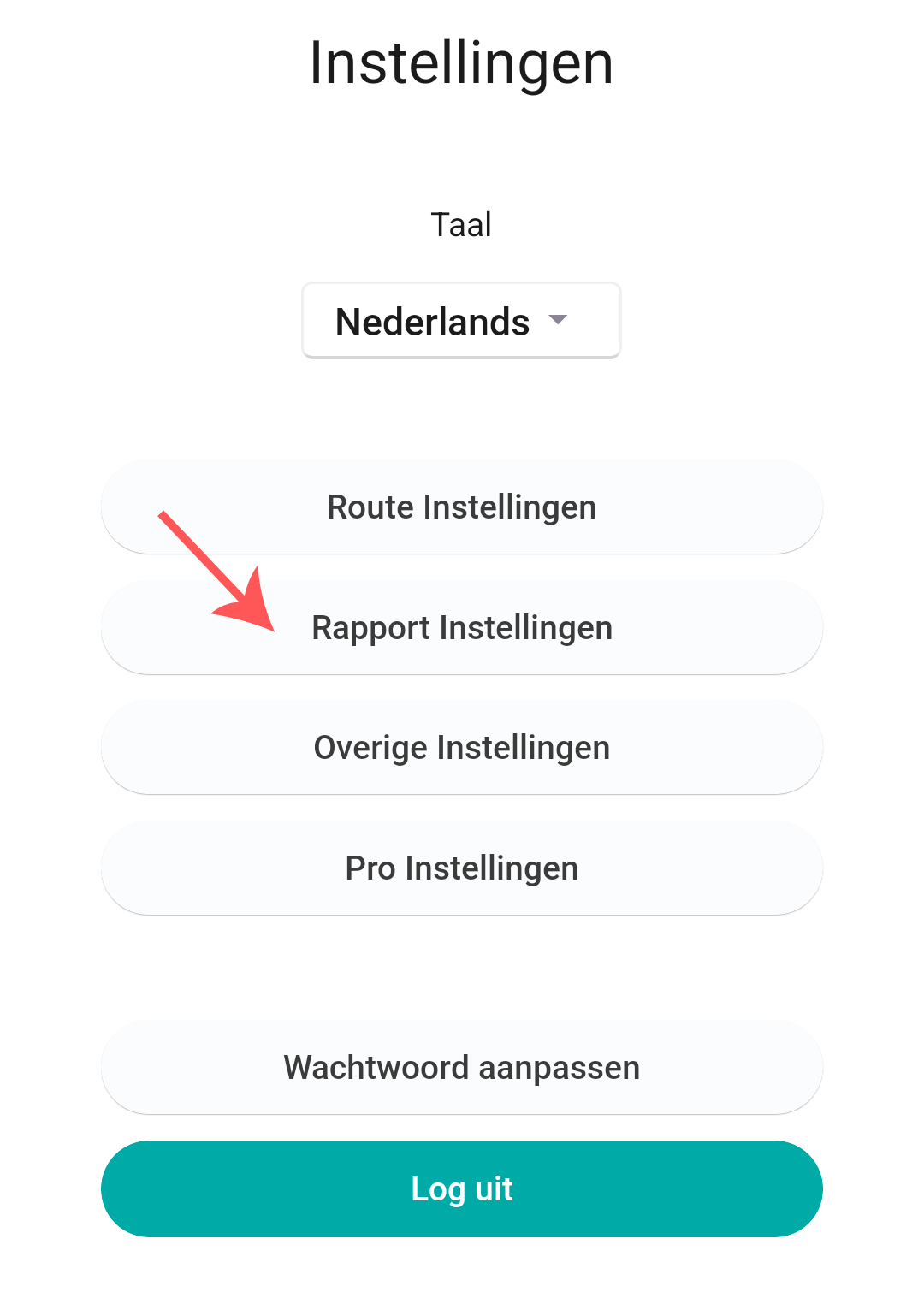 Klik op rapport instellingen