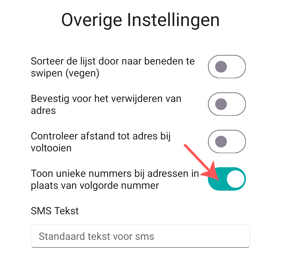 Zet toon unieke nummers bij adressen in plaats van volgorde nummer aan