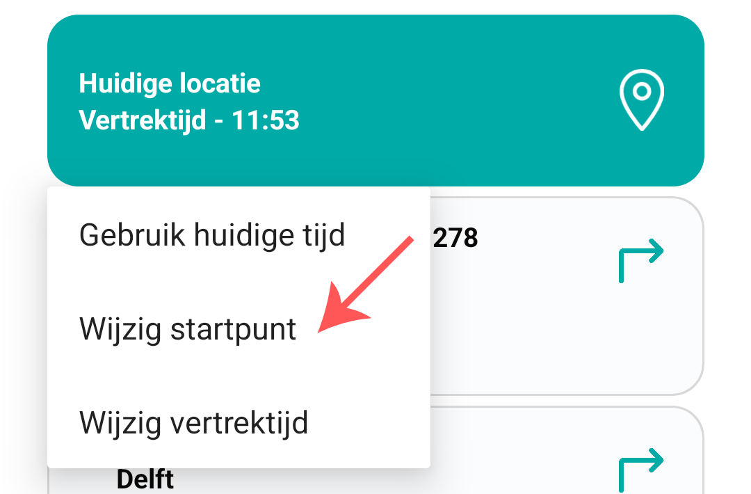 Huidige locatie blok, wijzig startpunt