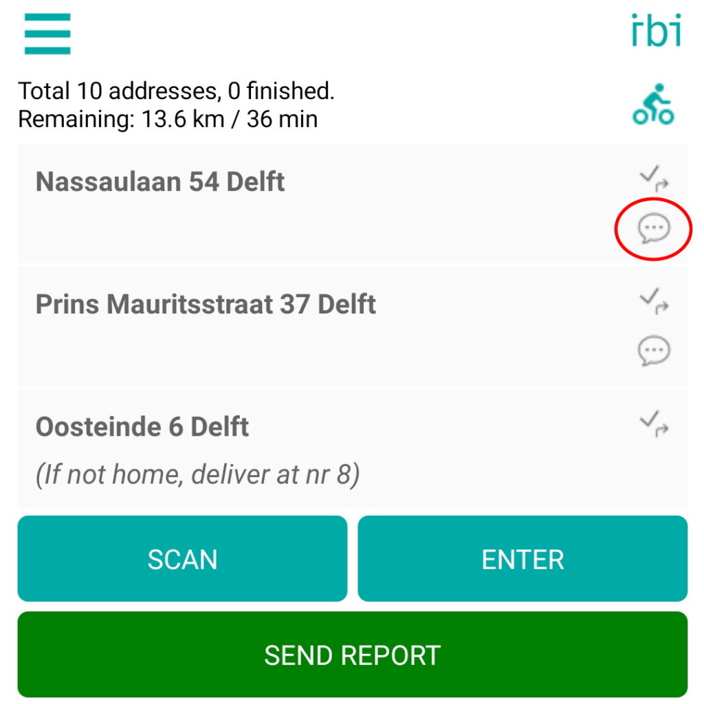 Address view - SMS button