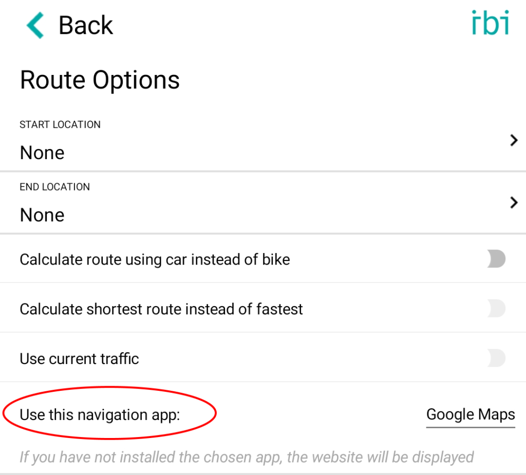 IBI Route Options Navigation App