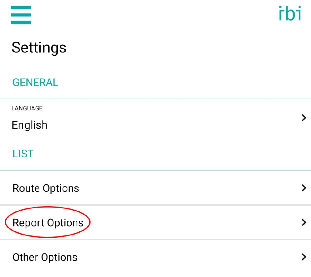 IBI Settings Report Options