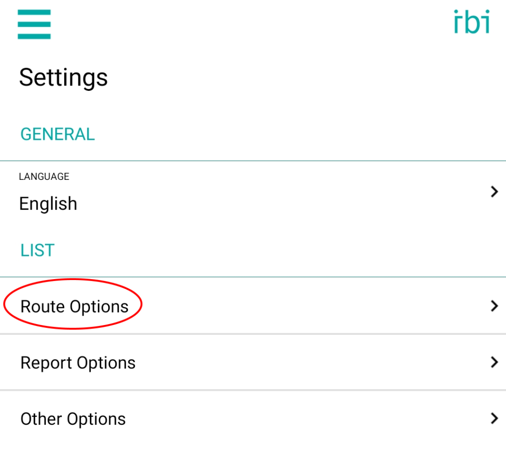 IBI Settings Route Options