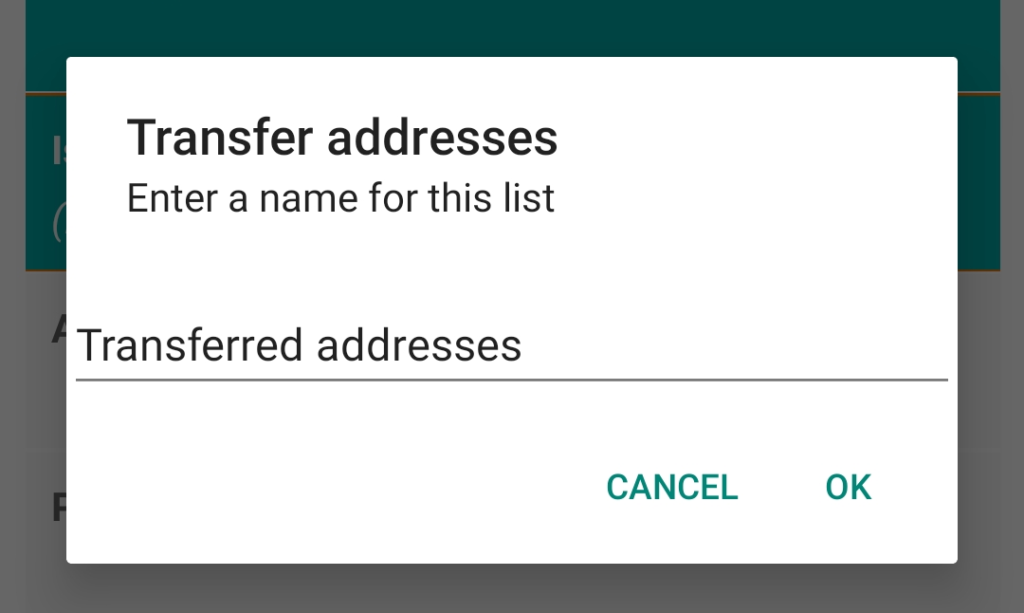 IBI Transfer Addresses Name