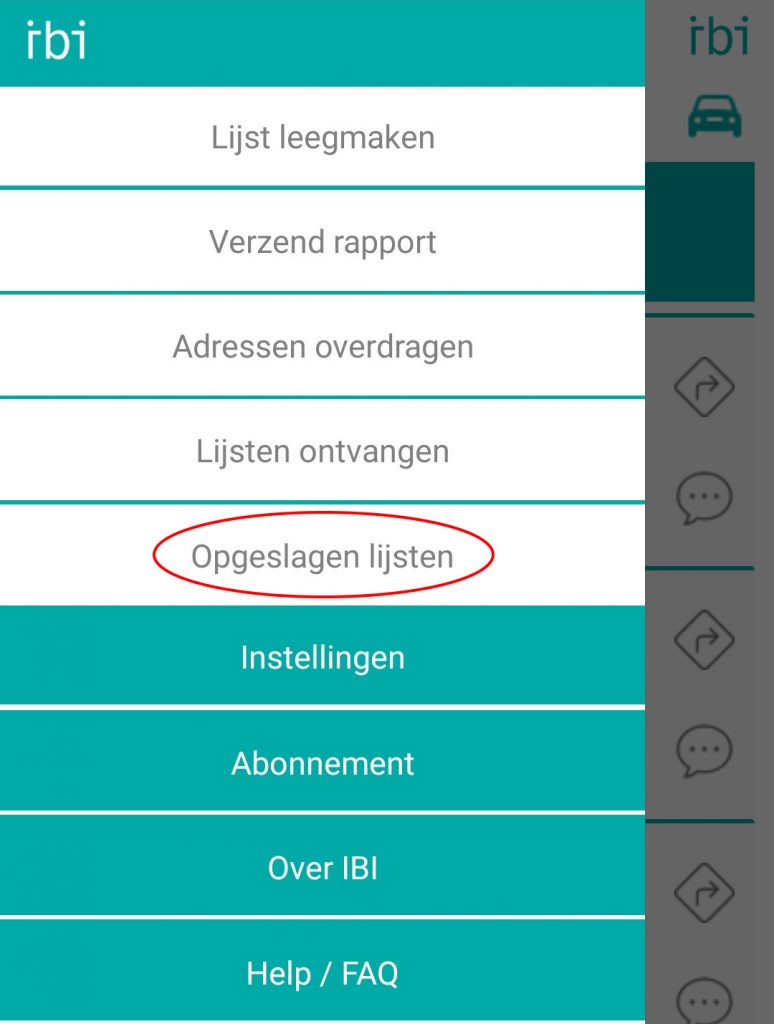 Menu - Opgeslagen lijsten