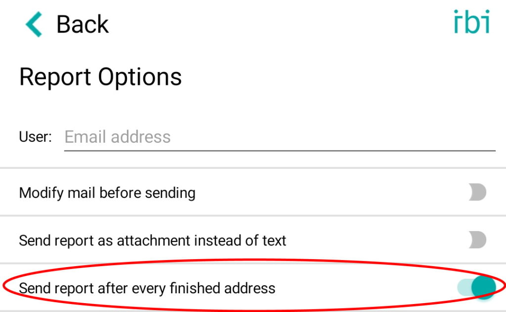 Report Options - Send Report After Every Finished Address