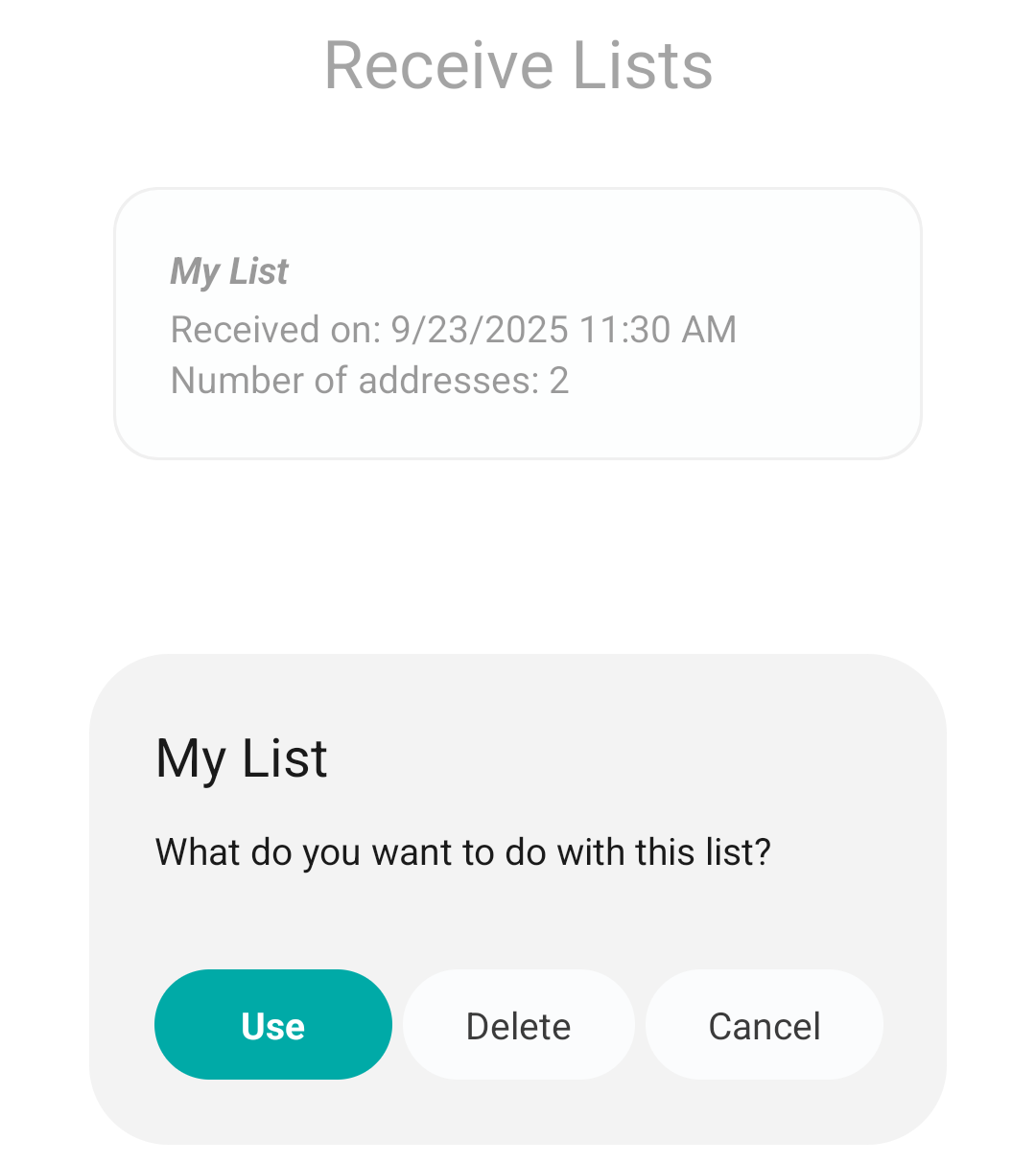 Use or delete the list