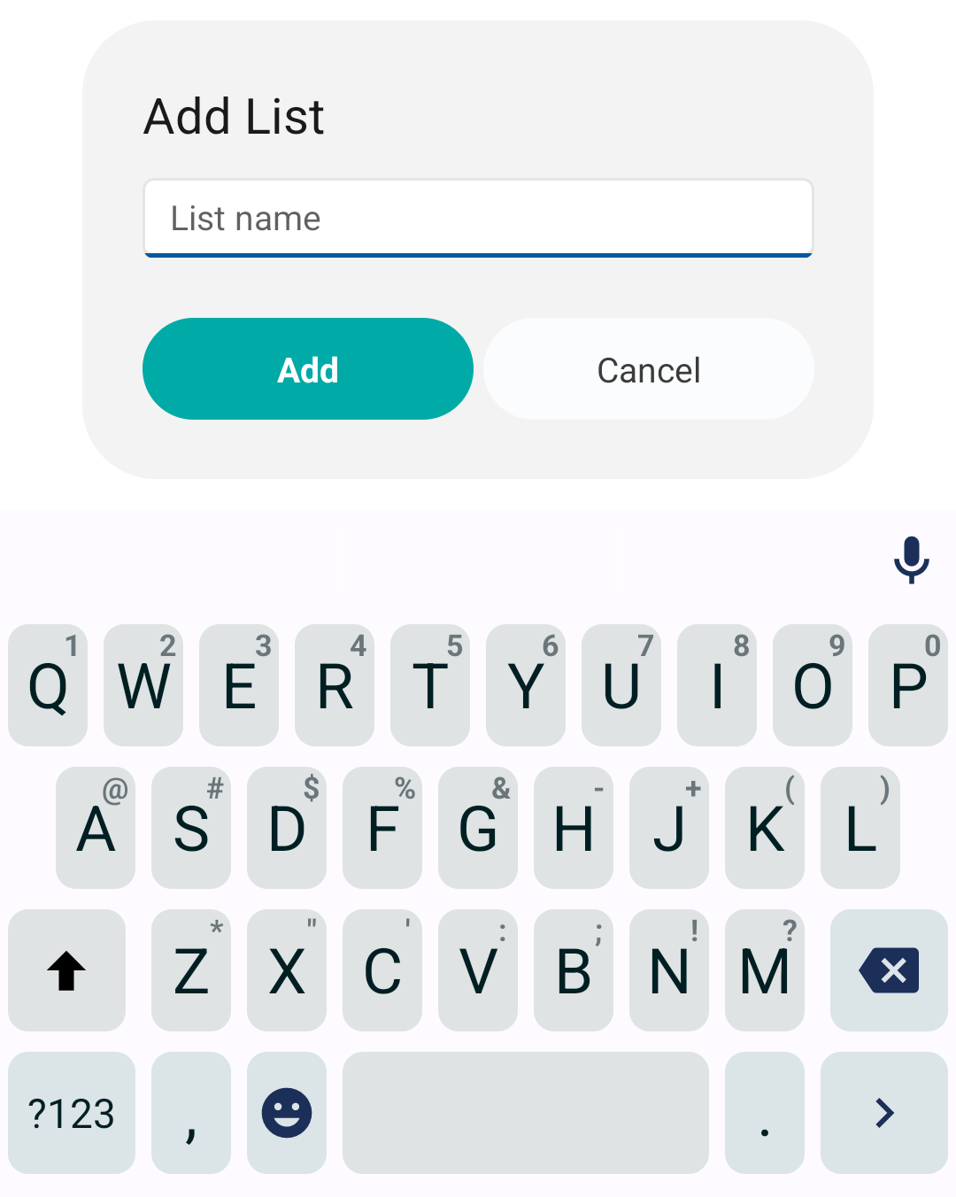 Enter a fitting list name
