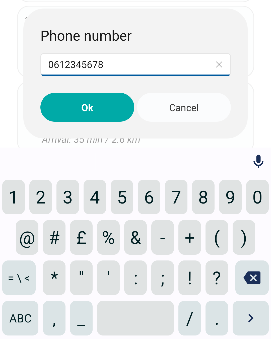 Enter an existing phone number