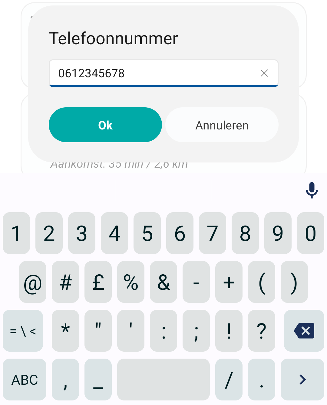Voer een bestaand telefoonnummer in