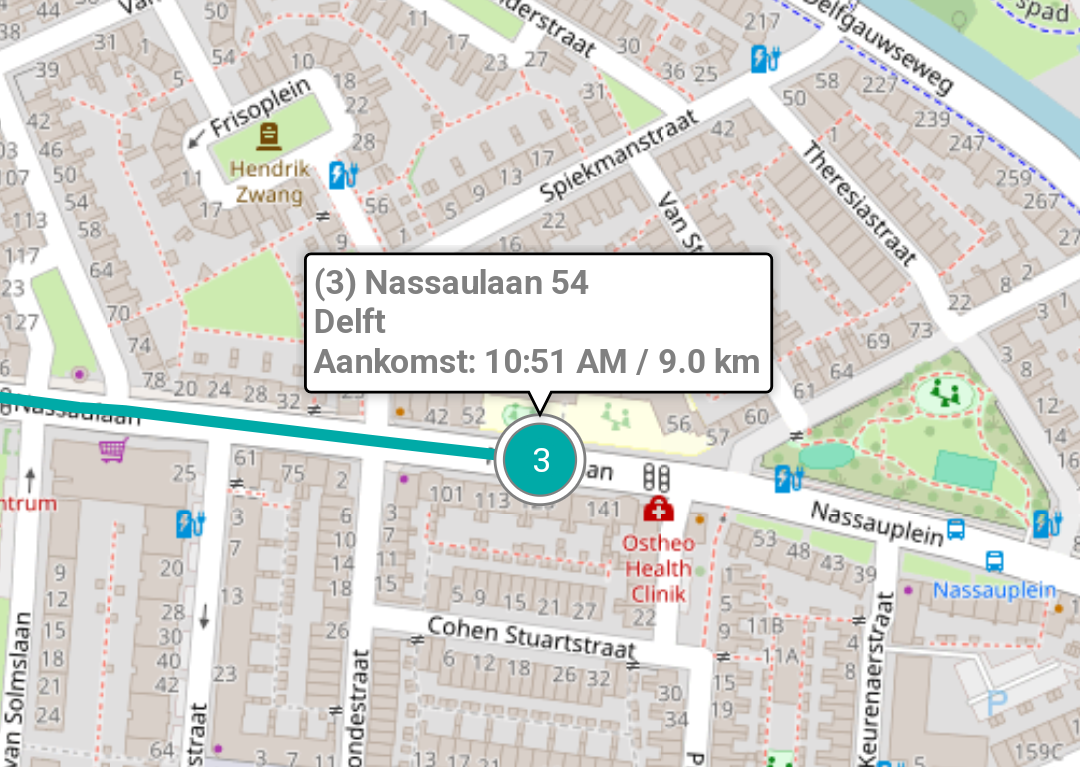 Adresdetails op de kaart