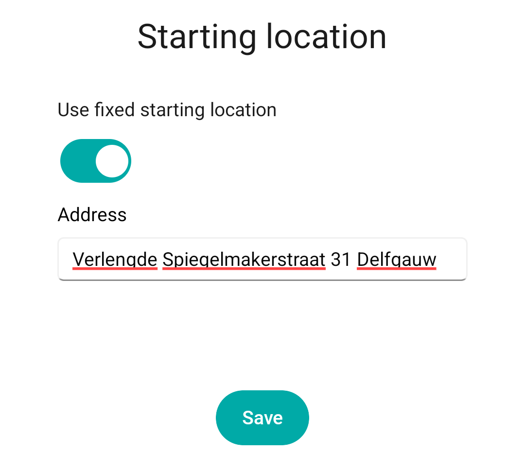 Enable and enter a fixed starting location