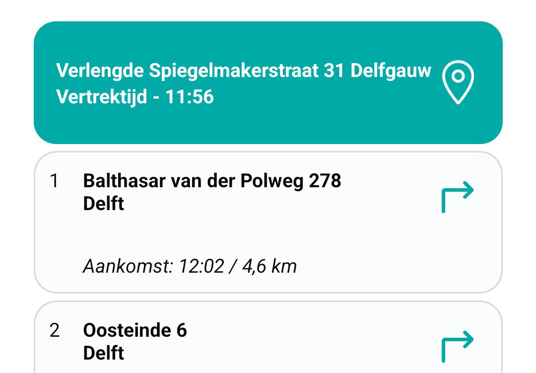 Op de lijstpagina is de huidige locatie nu veranderd