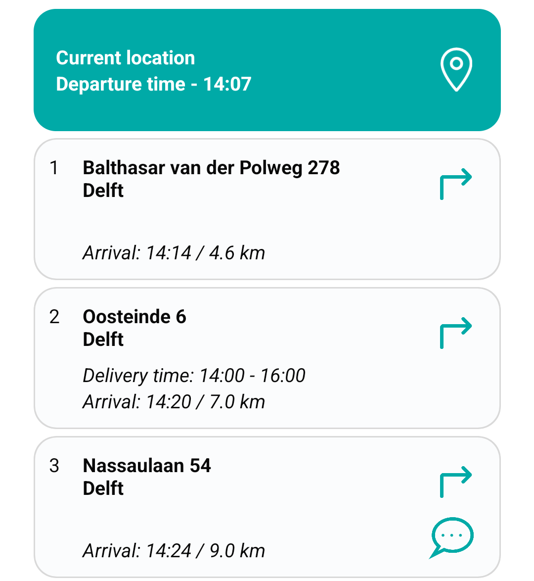 The delivery time has been added to the address