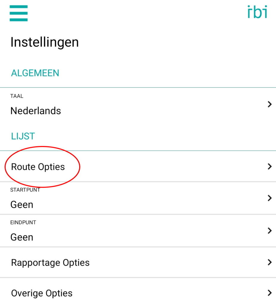 instellingen - selecteer route opties small